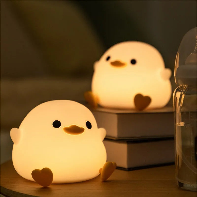 Hoomics Silicone Duck Lamp – Cute USB Rechargeable Night Light with Timer & Bedside Alarm