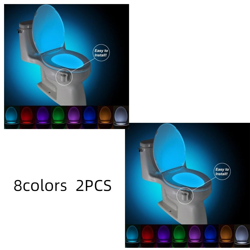 Hoomics Motion Activated Toilet Night Light – 8 Color LED Toilet Bowl Lamp with Motion Sensor