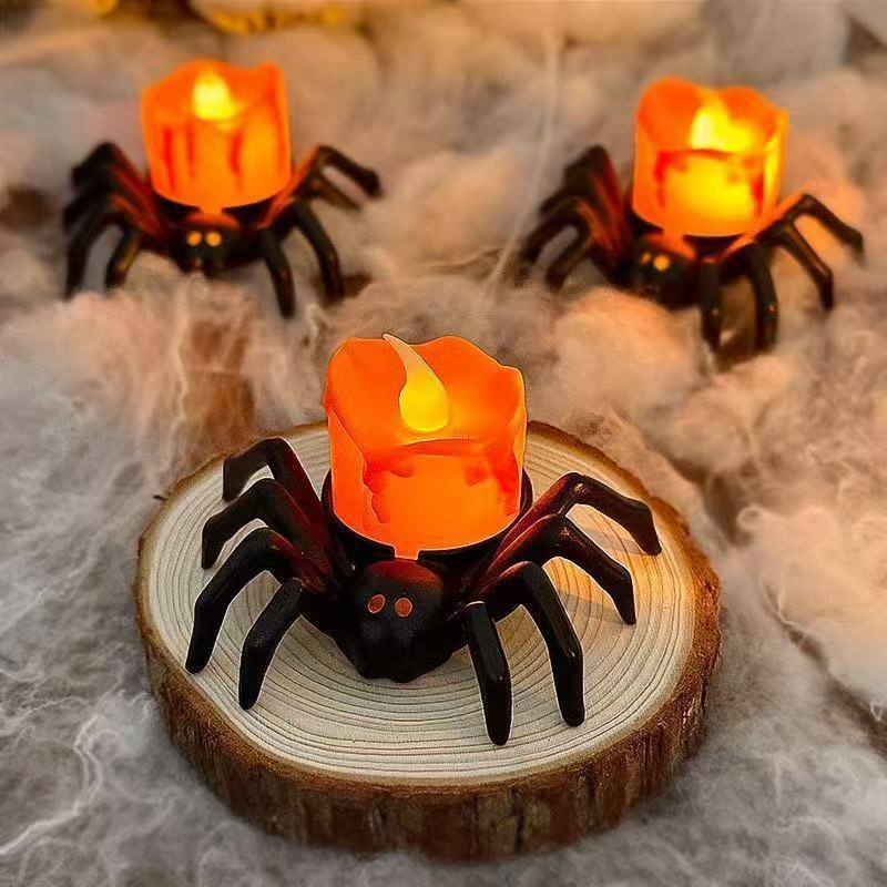 Hoomics 2025 Halloween LED Pumpkin Light Decoration – Spooky Spider Back Candle & Eyeball Lamp for Home