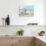 Hoomics Prints Framed Wall Art – Wooden Canvas Painting Blue Vase Floral Ocean Theme for Home & Office