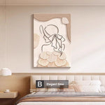 Hoomics Cream Style Abstract Line Character Frameless Wall Art – Modern Decorative Painting Mural for Living Room & Home Decor
