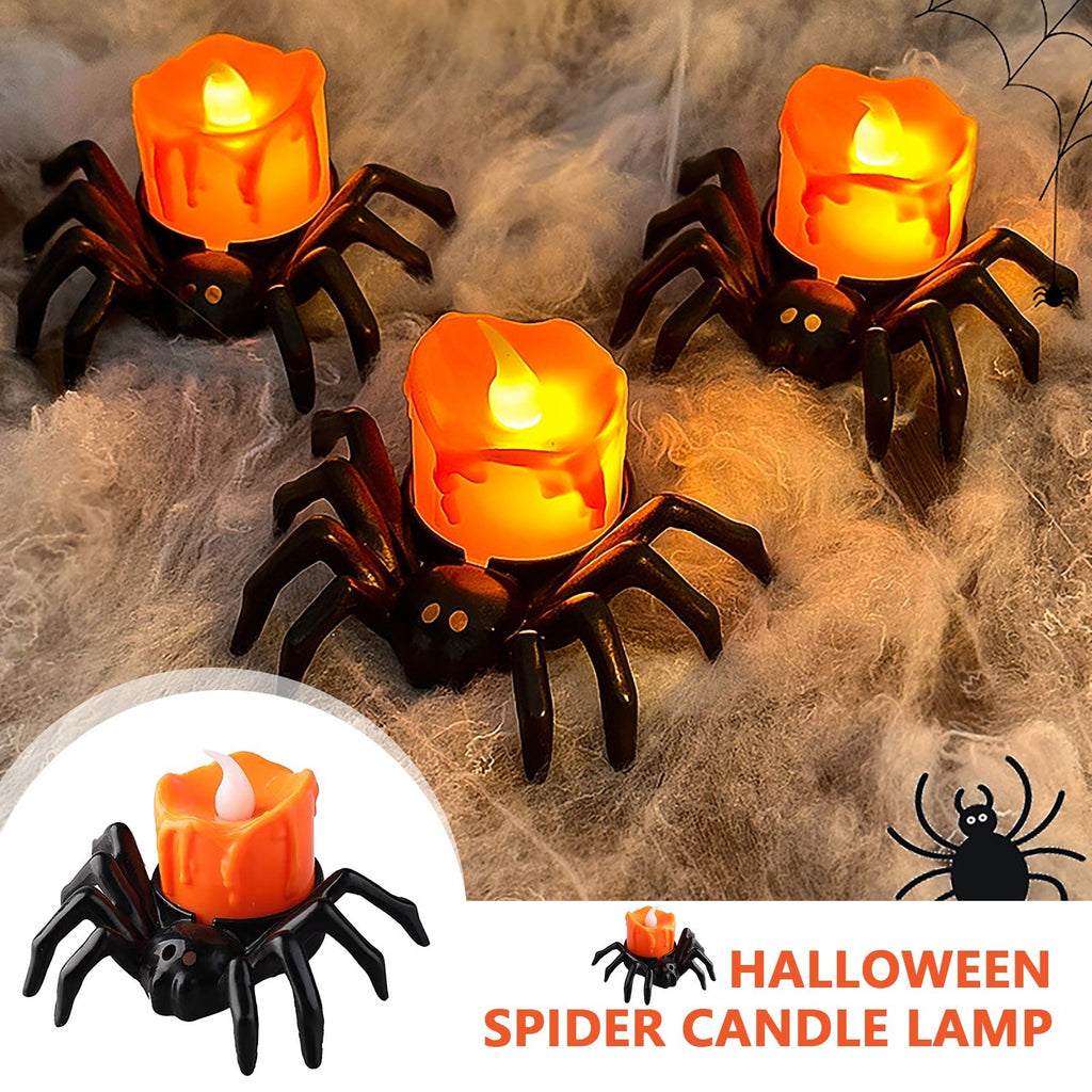 Hoomics 2025 Halloween LED Pumpkin Light Decoration – Spooky Spider Back Candle & Eyeball Lamp for Home
