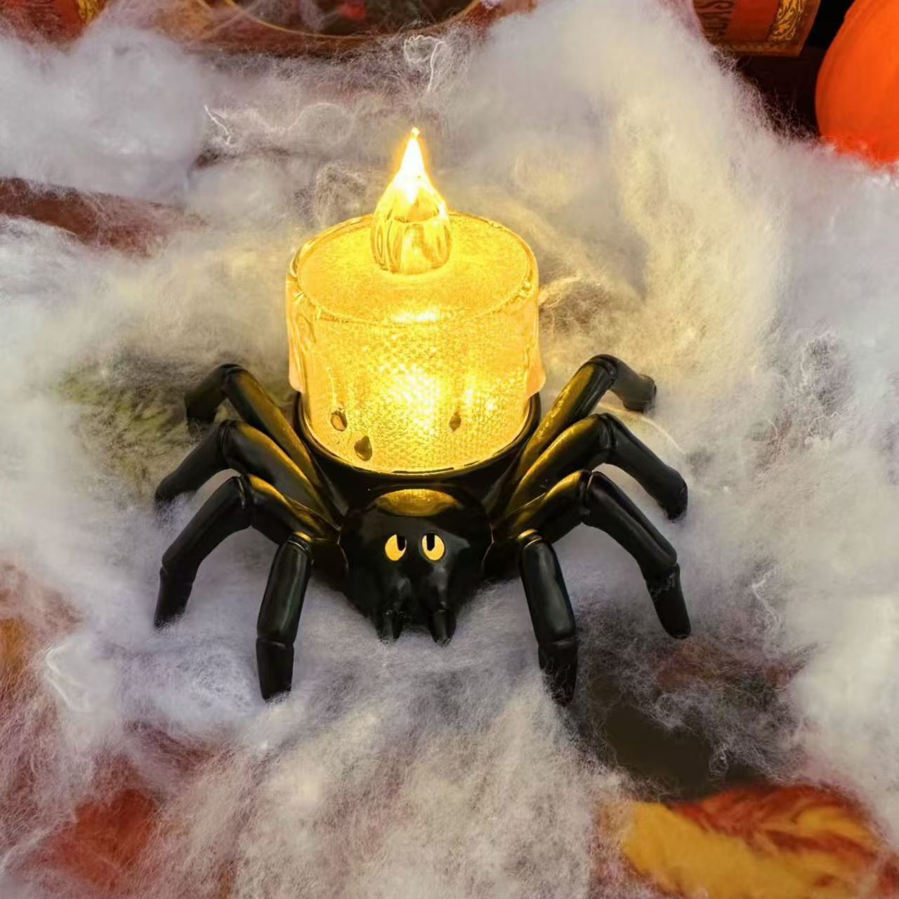 Hoomics 2025 Halloween LED Pumpkin Light Decoration – Spooky Spider Back Candle & Eyeball Lamp for Home