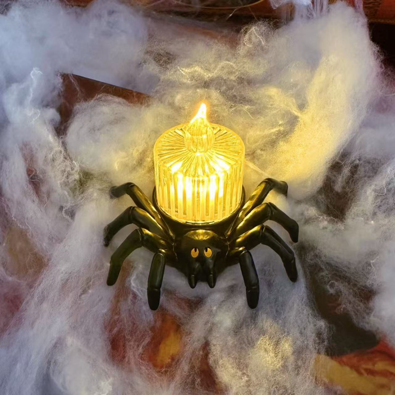 Hoomics 2025 Halloween LED Pumpkin Light Decoration – Spooky Spider Back Candle & Eyeball Lamp for Home