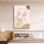 Hoomics Cream Style Abstract Line Character Frameless Wall Art – Modern Decorative Painting Mural for Living Room & Home Decor