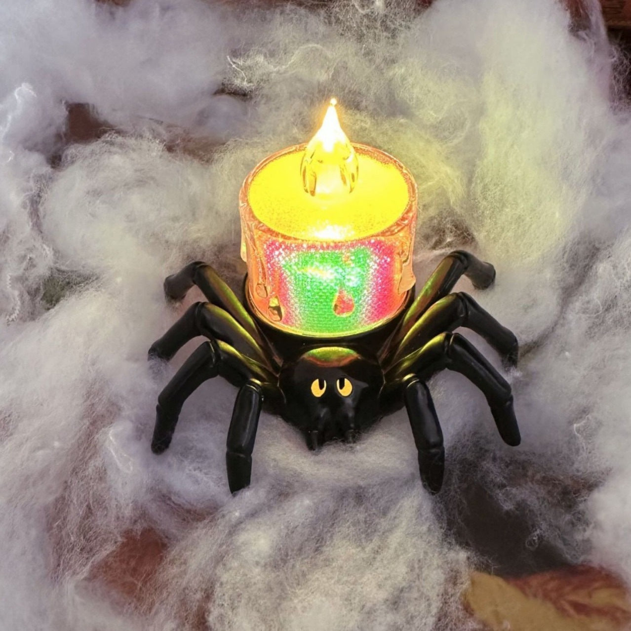 Hoomics 2025 Halloween LED Pumpkin Light Decoration – Spooky Spider Back Candle & Eyeball Lamp for Home